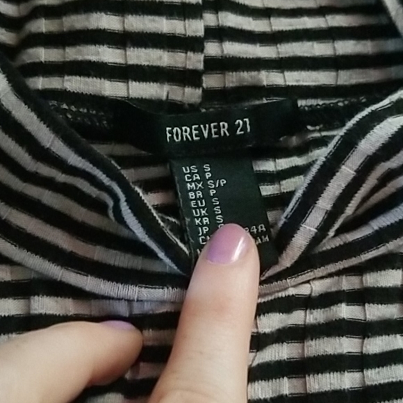 Forever 21 Cream and Black striped shirt - Picture 2 of 4